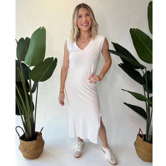 Felicite V-Neck Knit Sleeveless Tee Shirt Dress White 4000-1100W Size 1 XS NEW - Picture 1 of 5
